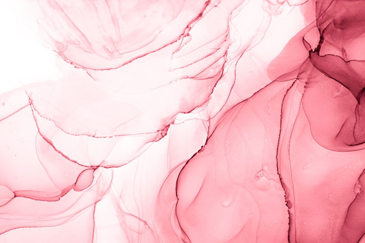 Abstract image featuring flowing shades of pink and red ink blending together, creating soft, wavy lines and translucent layers with some darker and lighter areas throughout—a signature piece from Greenway Lane Art Studio.