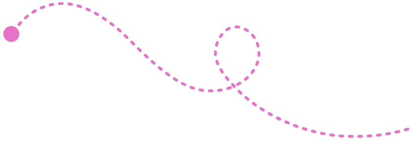 A pink dashed line with a dot at the left end curves smoothly, forming a loop in the middle, on a light gray background—an abstract touch from Greenway Lane Art Studio.